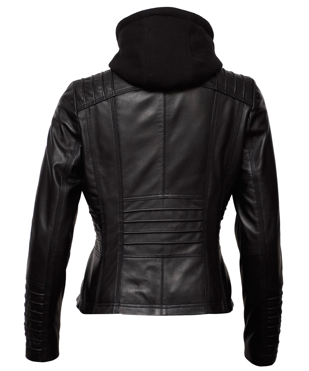 Hellen Leather Jacket - Cafe Racer Style Real Lambskin Leather Jacket for Women