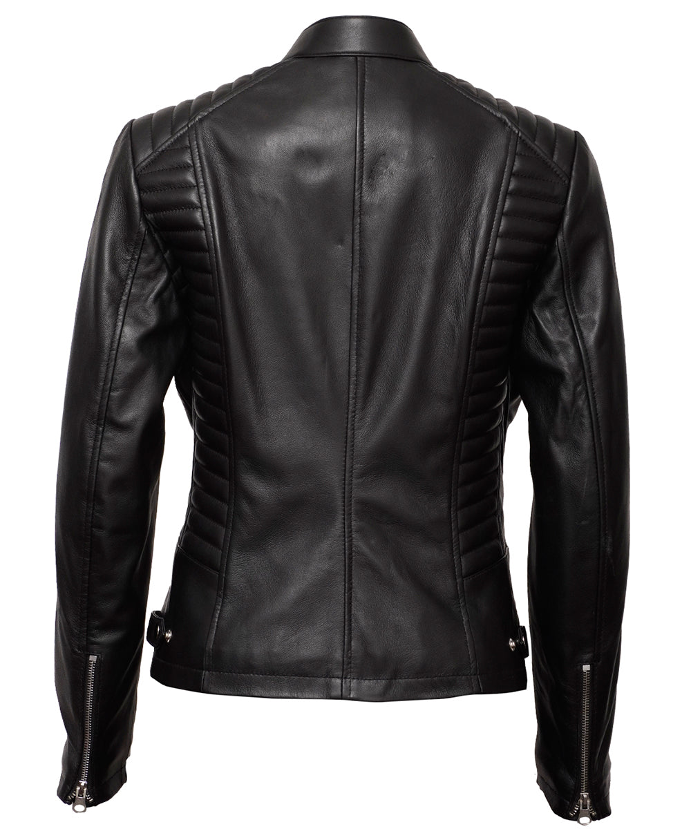 Leather Jacket Women - Cafe Racer Style Real Lambskin Leather Jackets For Women's