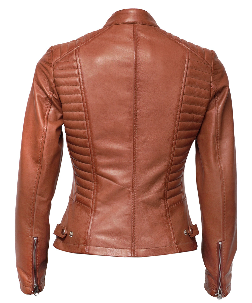 Leather Jacket Women - Cafe Racer Style Real Lambskin Leather Jackets For Women's