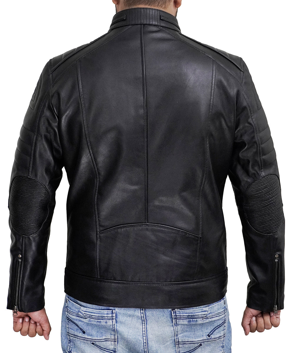 Men's Leather Jackets - Biker Style Real Lambskin Leather Motorcycle Jacket Men