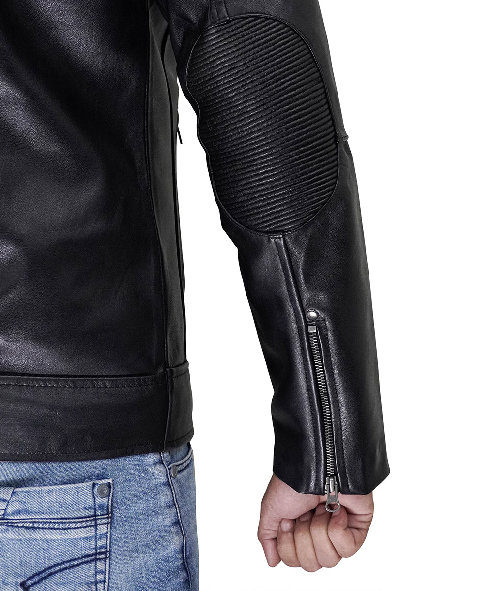 Men's Leather Jackets - Biker Style Real Lambskin Leather Motorcycle Jacket Men