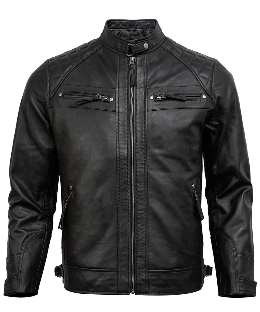 Men's Leather Jackets - Biker Style Real Lambskin Leather Motorcycle Jacket Men