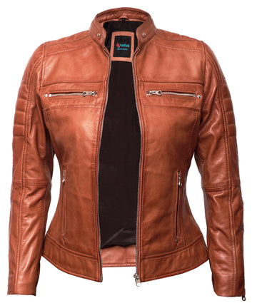 Leather Jacket Women - Motorcycle Jacket Real Lambskin Leather Jackets For Women's
