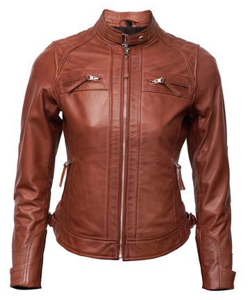 Leather Jacket Women - Cafe Racer Style Real Lambskin Leather Jackets For Women's