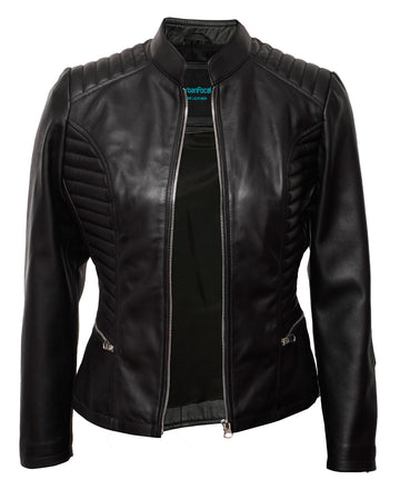 Leather Jacket Women - Cafe Racer Style Real Lambskin Leather Jackets For Women's