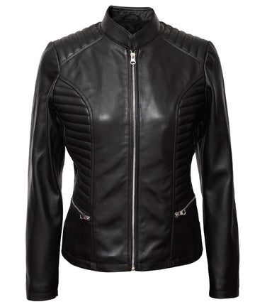 Leather Jacket Women - Cafe Racer Style Real Lambskin Leather Jackets For Women's