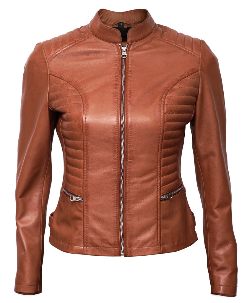 Leather Jacket Women - Cafe Racer Style Real Lambskin Leather Jackets For Women's