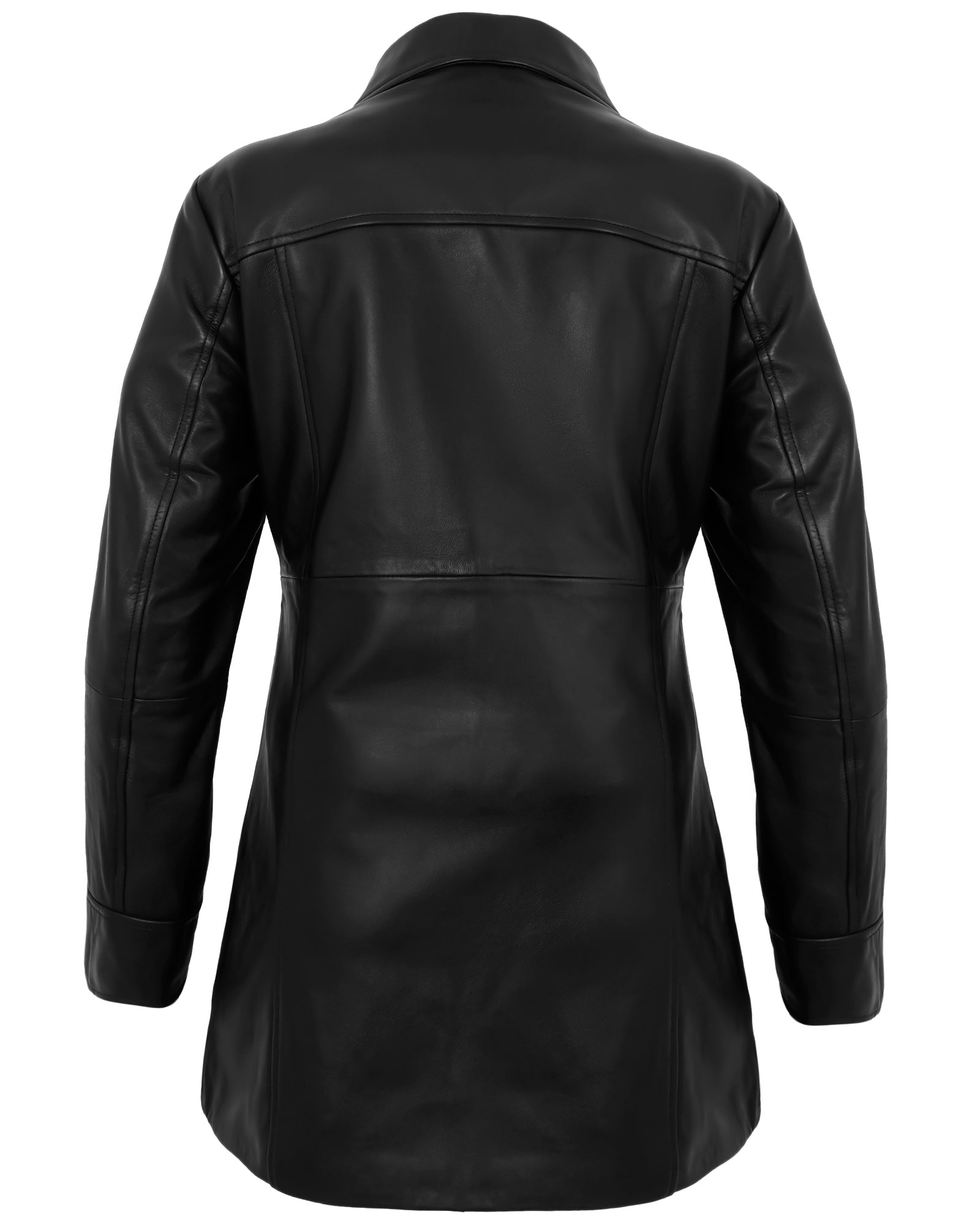 Leather Coats For Women - 3/4 Length Car Coat Style Winter Fashion Women's Long Leather Jackets