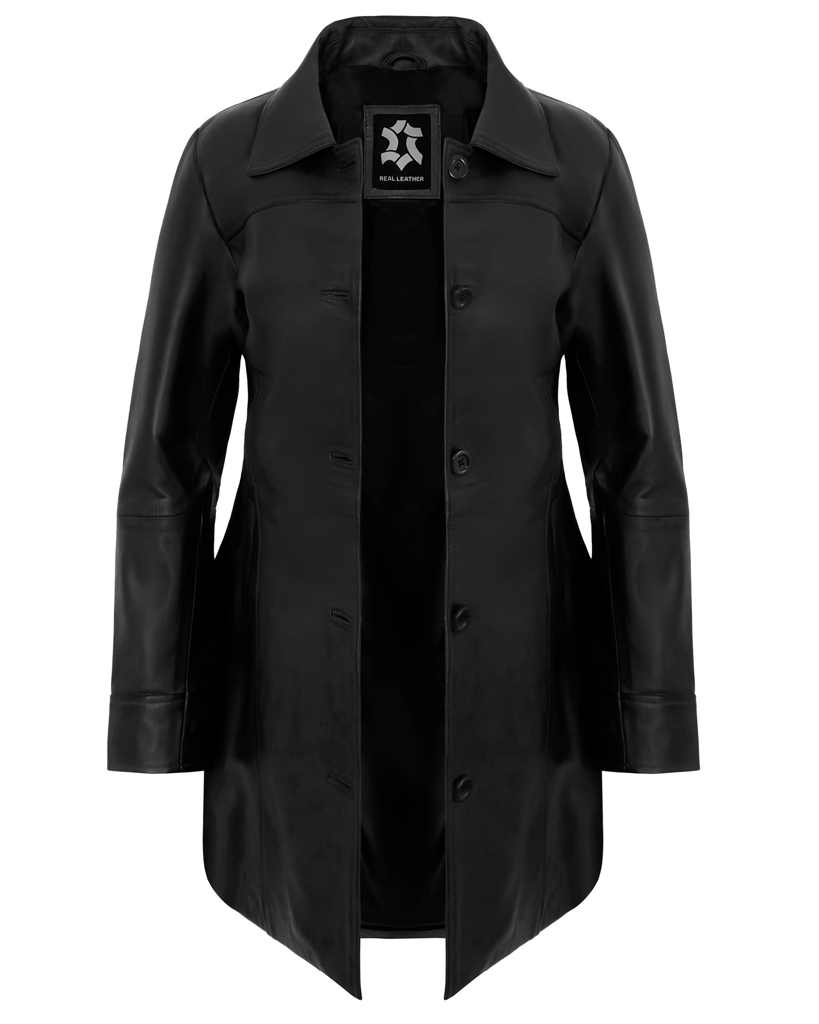 Leather Coats For Women - 3/4 Length Car Coat Style Winter Fashion Women's Long Leather Jackets