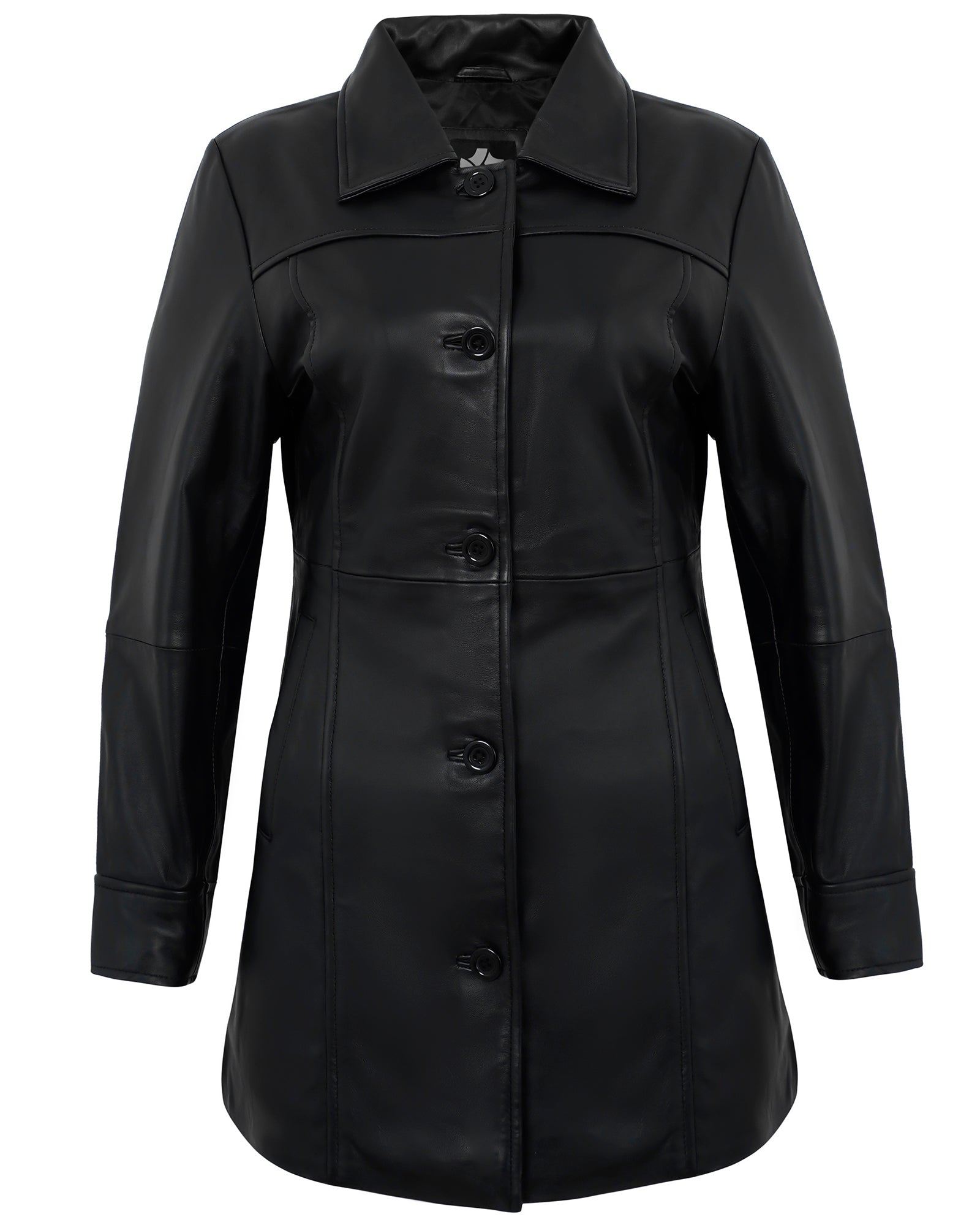 Leather Coats For Women - 3/4 Length Car Coat Style Winter Fashion Women's Long Leather Jackets