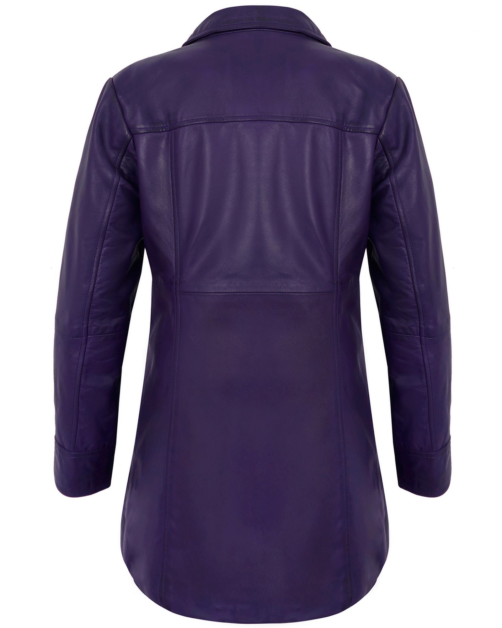 Leather Coats For Women - 3/4 Length Car Coat Style Winter Fashion Women's Long Leather Jackets