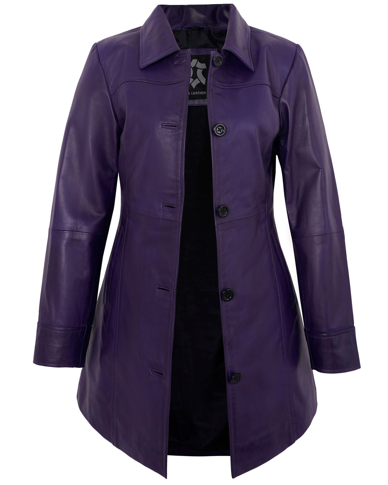 Leather Coats For Women - 3/4 Length Car Coat Style Winter Fashion Women's Long Leather Jackets