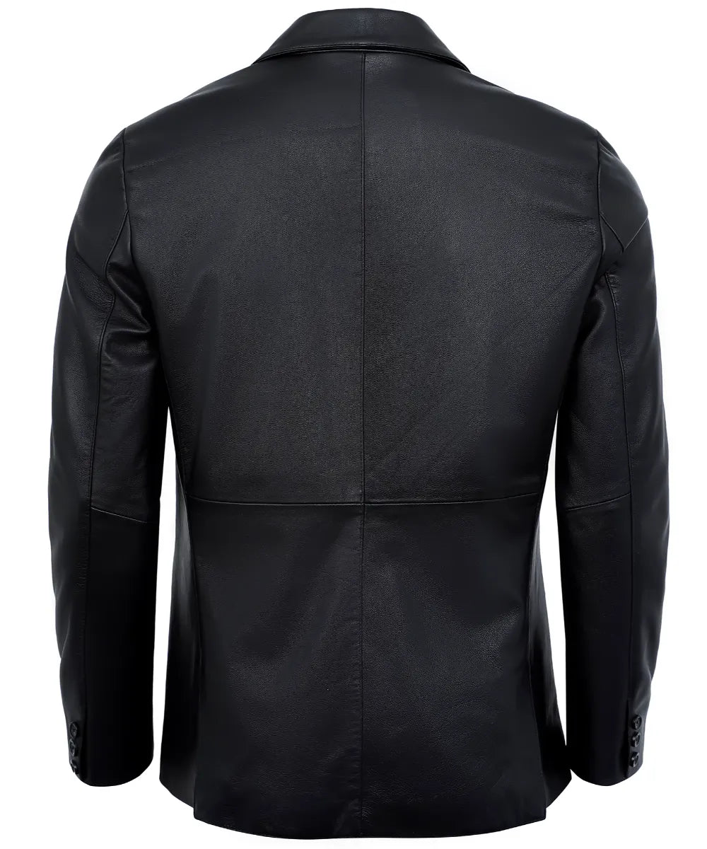 Leather Blazer Men - Casual 2 Button Coat