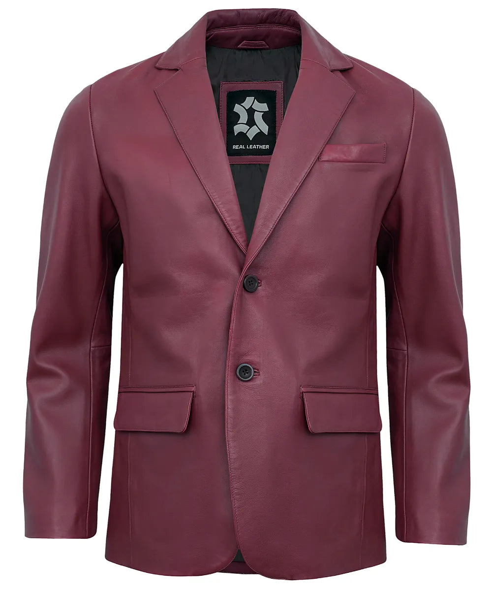 Leather Blazer Men - Casual 2 Button Coat