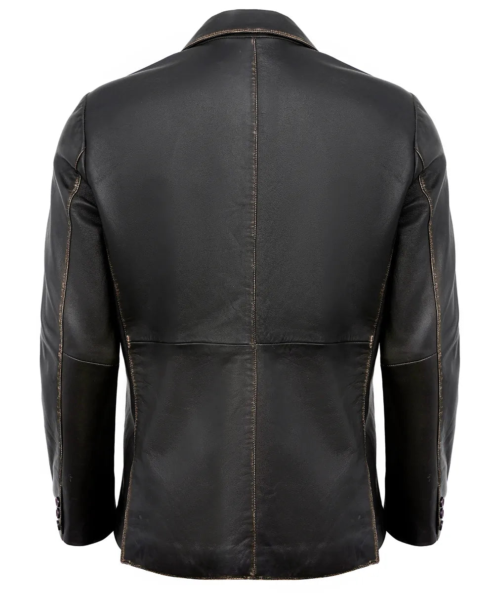 Leather Blazer Men - Casual 2 Button Coat
