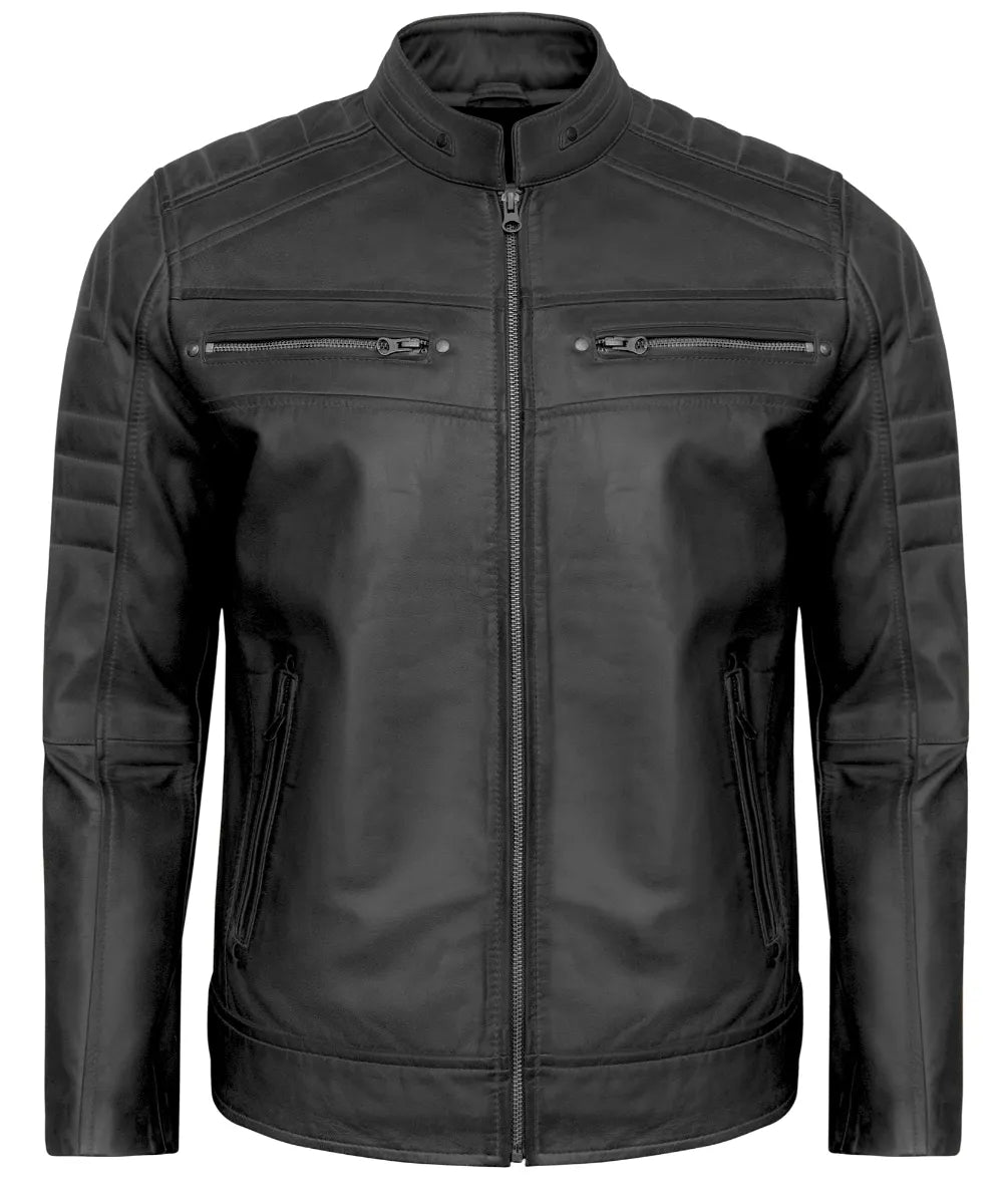 Men's Leather Jackets - Biker Style Real Lambskin Leather Motorcycle Jacket Men