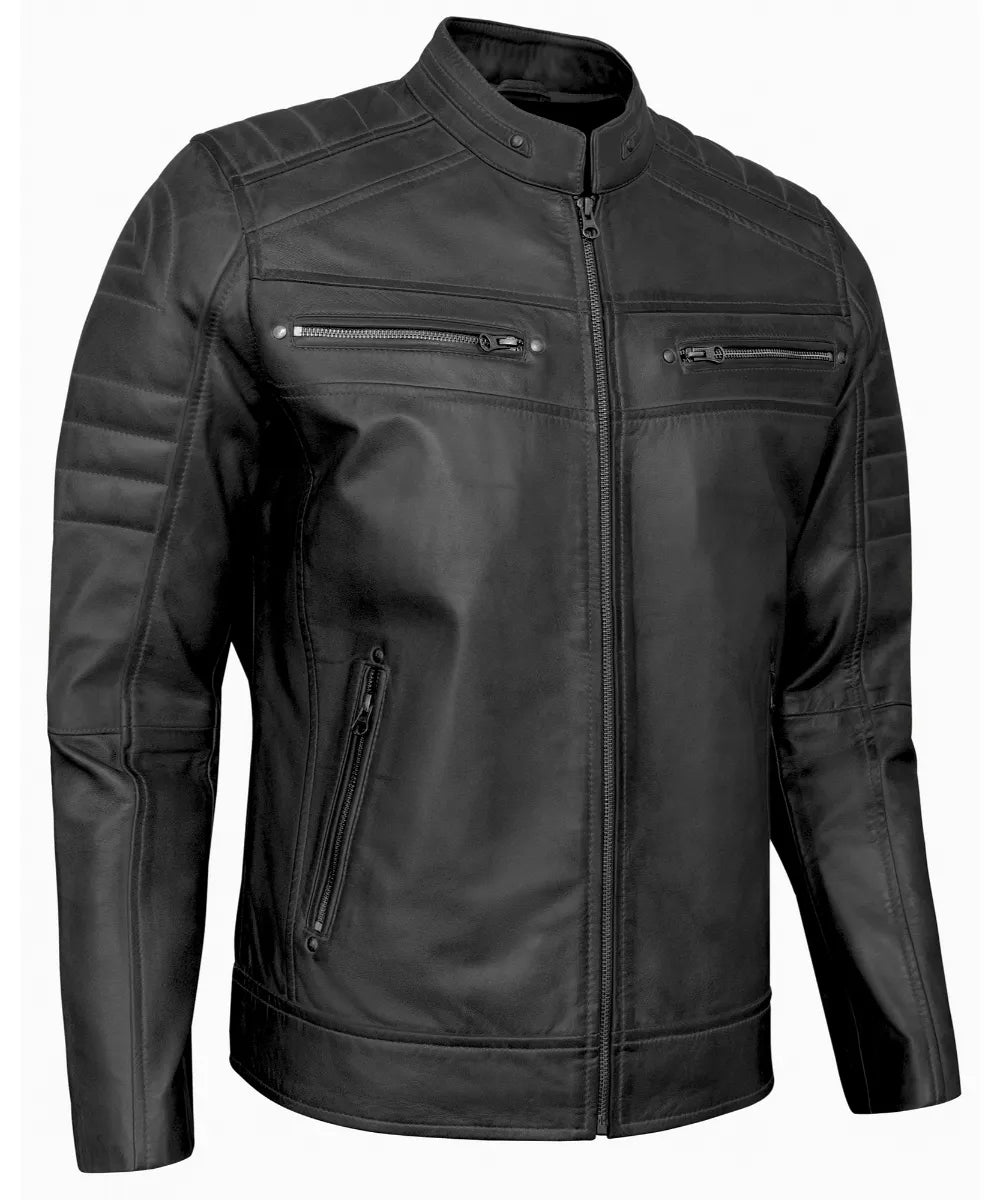 Men's Leather Jackets - Biker Style Real Lambskin Leather Motorcycle Jacket Men