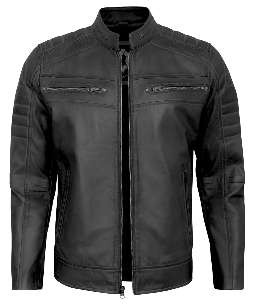 Men's Leather Jackets - Biker Style Real Lambskin Leather Motorcycle Jacket Men