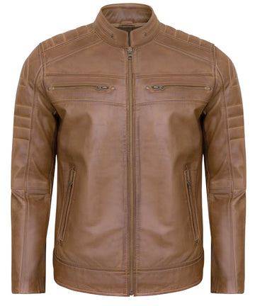 Mens Leather Jacket - Real Lambskin Classic Cafe Racer Style Leather Jackets For Men