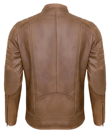 Mens Leather Jacket - Real Lambskin Classic Cafe Racer Style Leather Jackets For Men