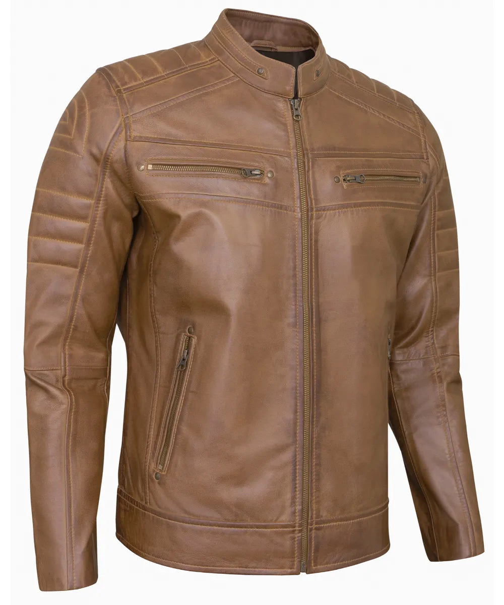 Men's Leather Jackets - Biker Style Real Lambskin Leather Motorcycle Jacket Men