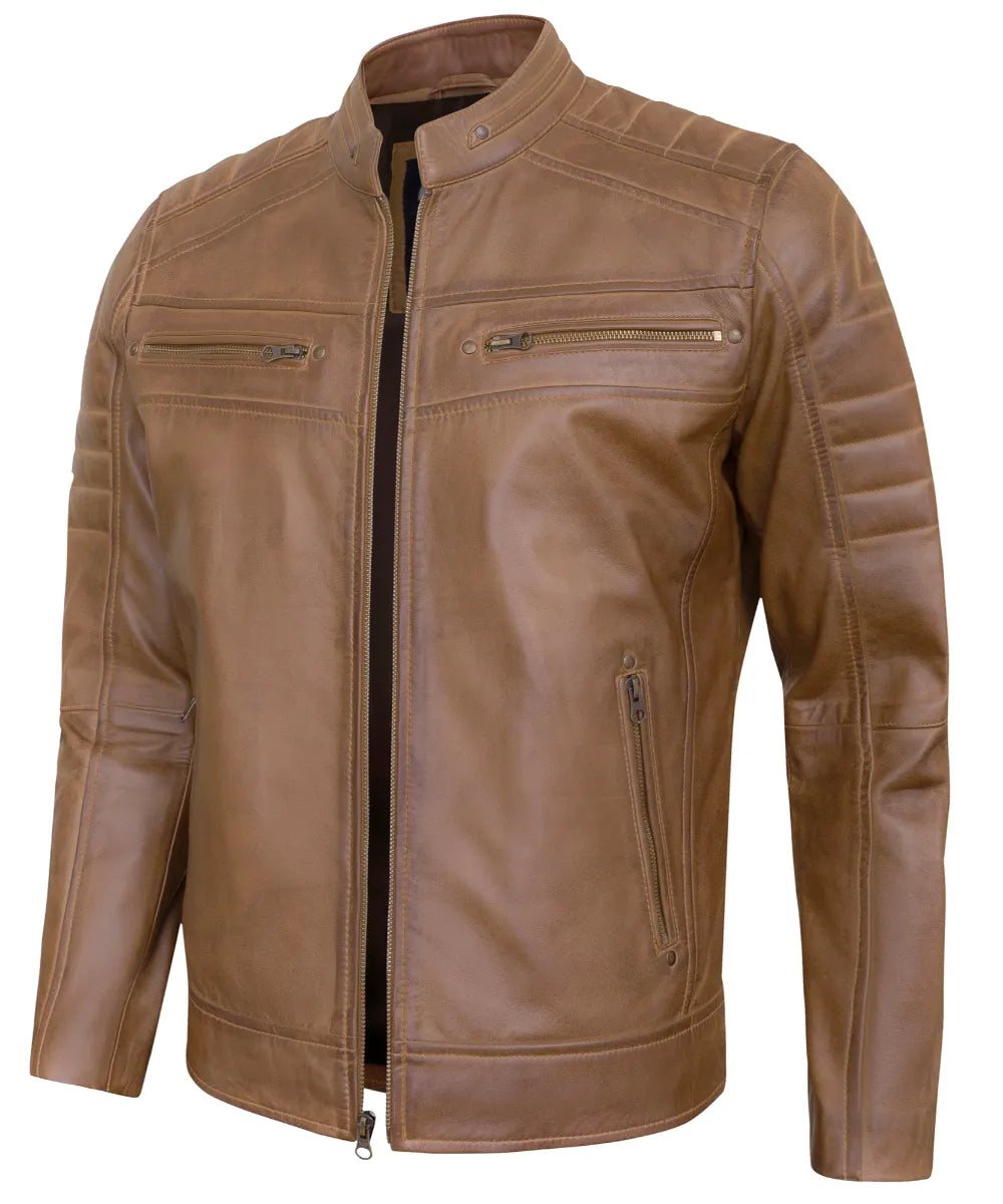 Men's Leather Jackets - Biker Style Real Lambskin Leather Motorcycle Jacket Men
