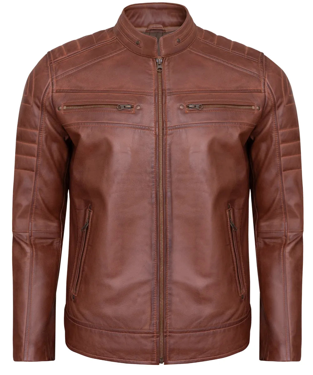 Men's Leather Jackets - Biker Style Real Lambskin Leather Motorcycle Jacket Men