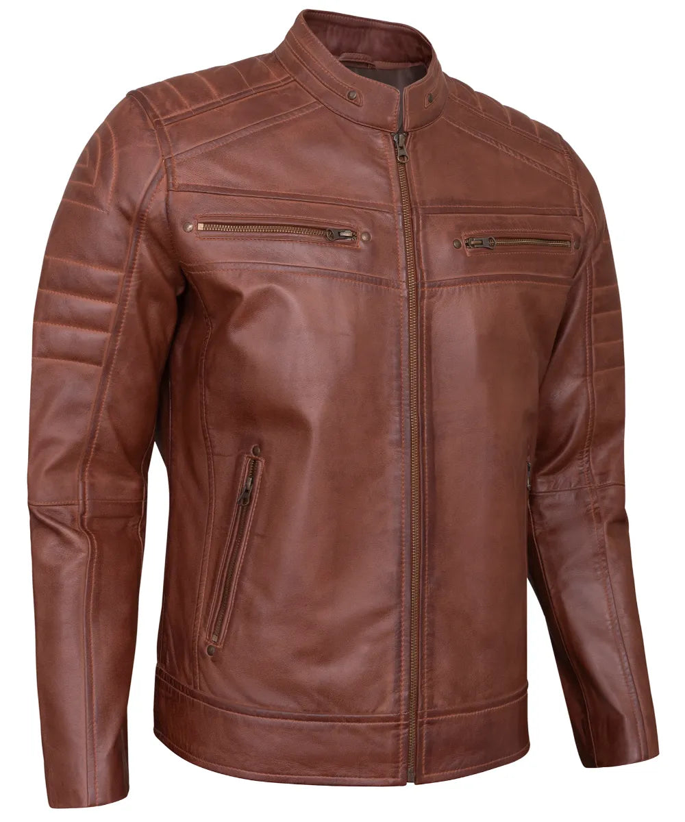 Men's Leather Jackets - Biker Style Real Lambskin Leather Motorcycle Jacket Men