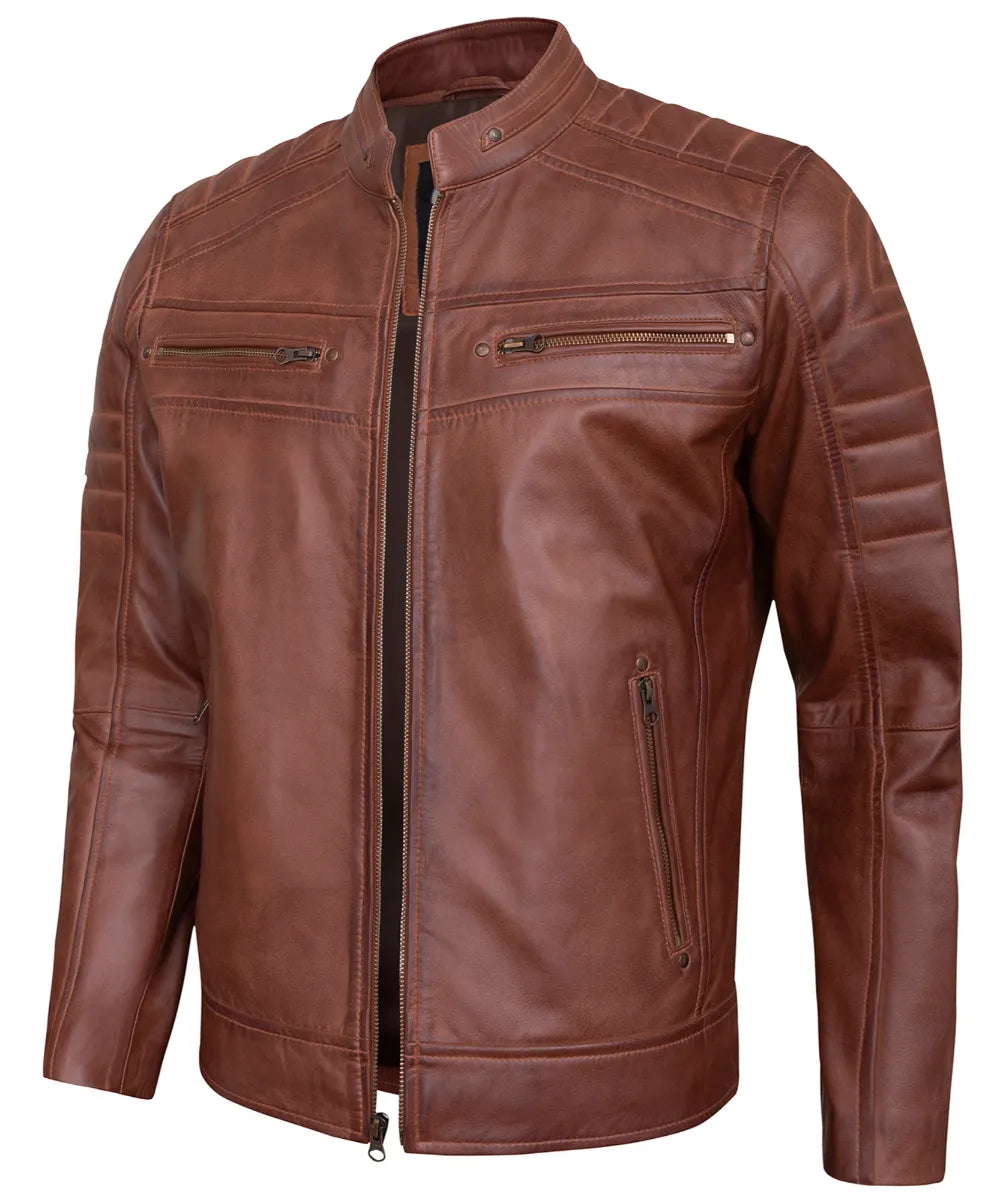 Men's Leather Jackets - Biker Style Real Lambskin Leather Motorcycle Jacket Men