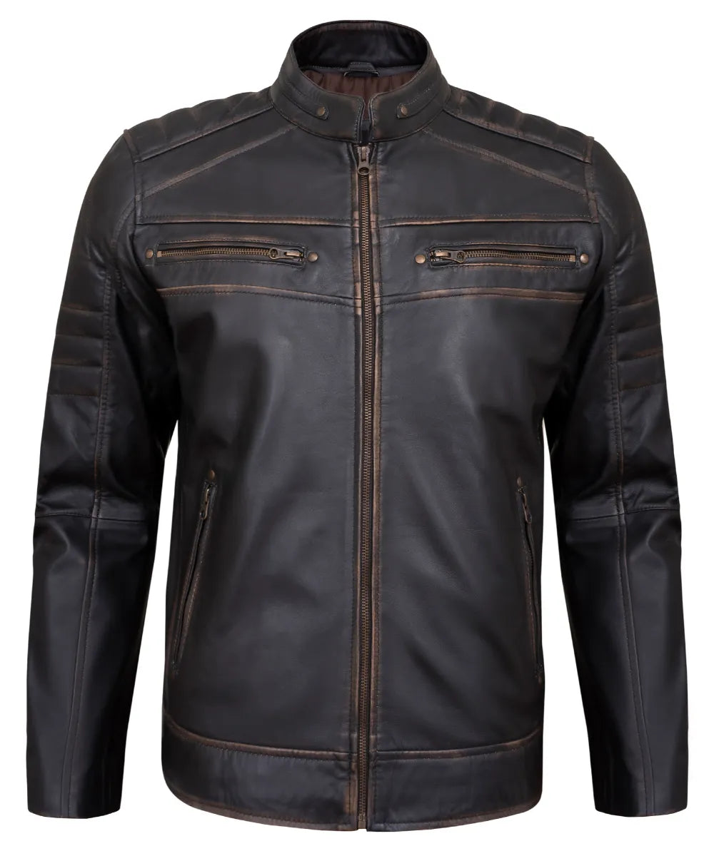 Men's Leather Jackets - Biker Style Real Lambskin Leather Motorcycle Jacket Men