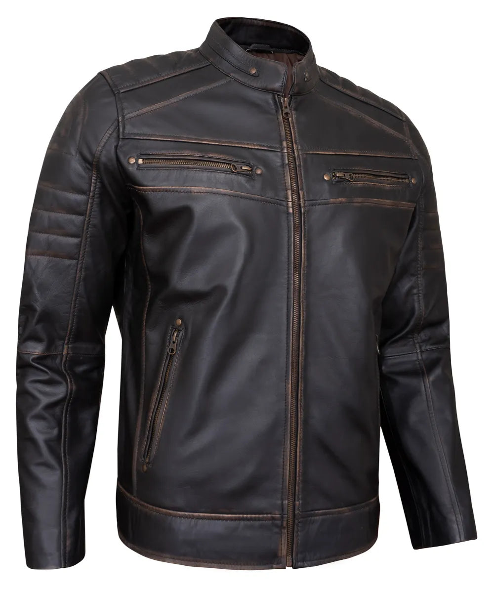 Men's Leather Jackets - Biker Style Real Lambskin Leather Motorcycle Jacket Men