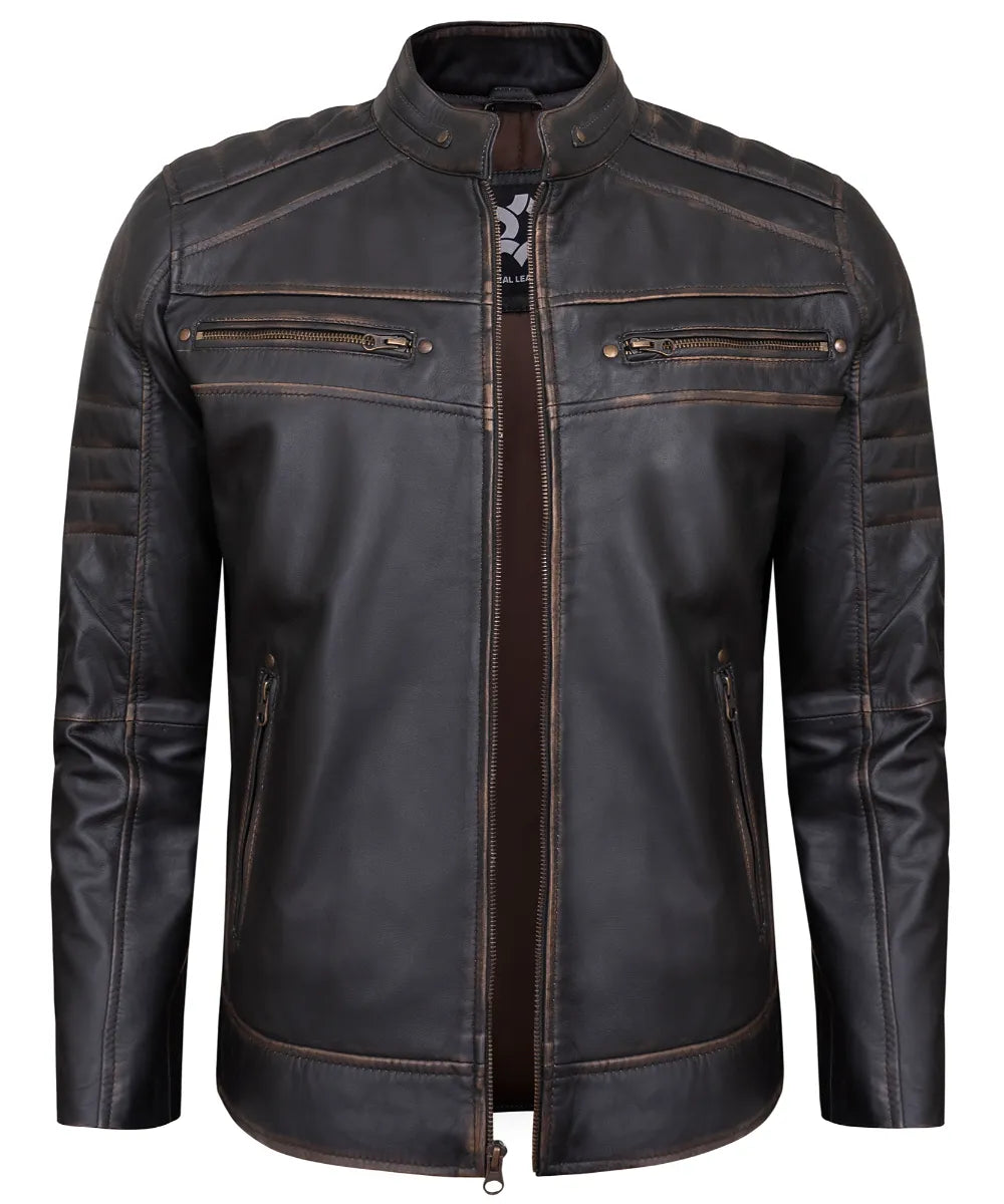 Men's Leather Jackets - Biker Style Real Lambskin Leather Motorcycle Jacket Men
