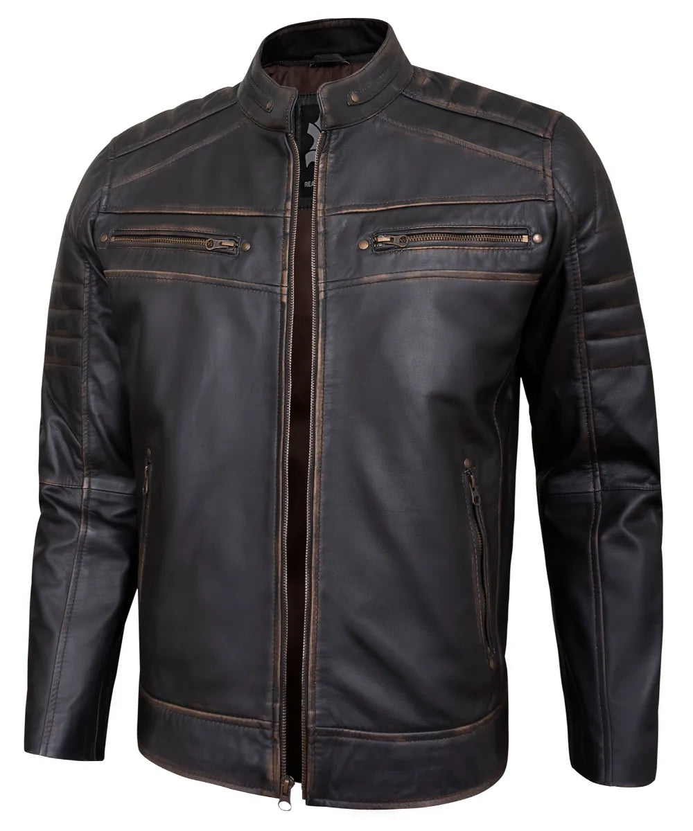 Men's Leather Jackets - Biker Style Real Lambskin Leather Motorcycle Jacket Men